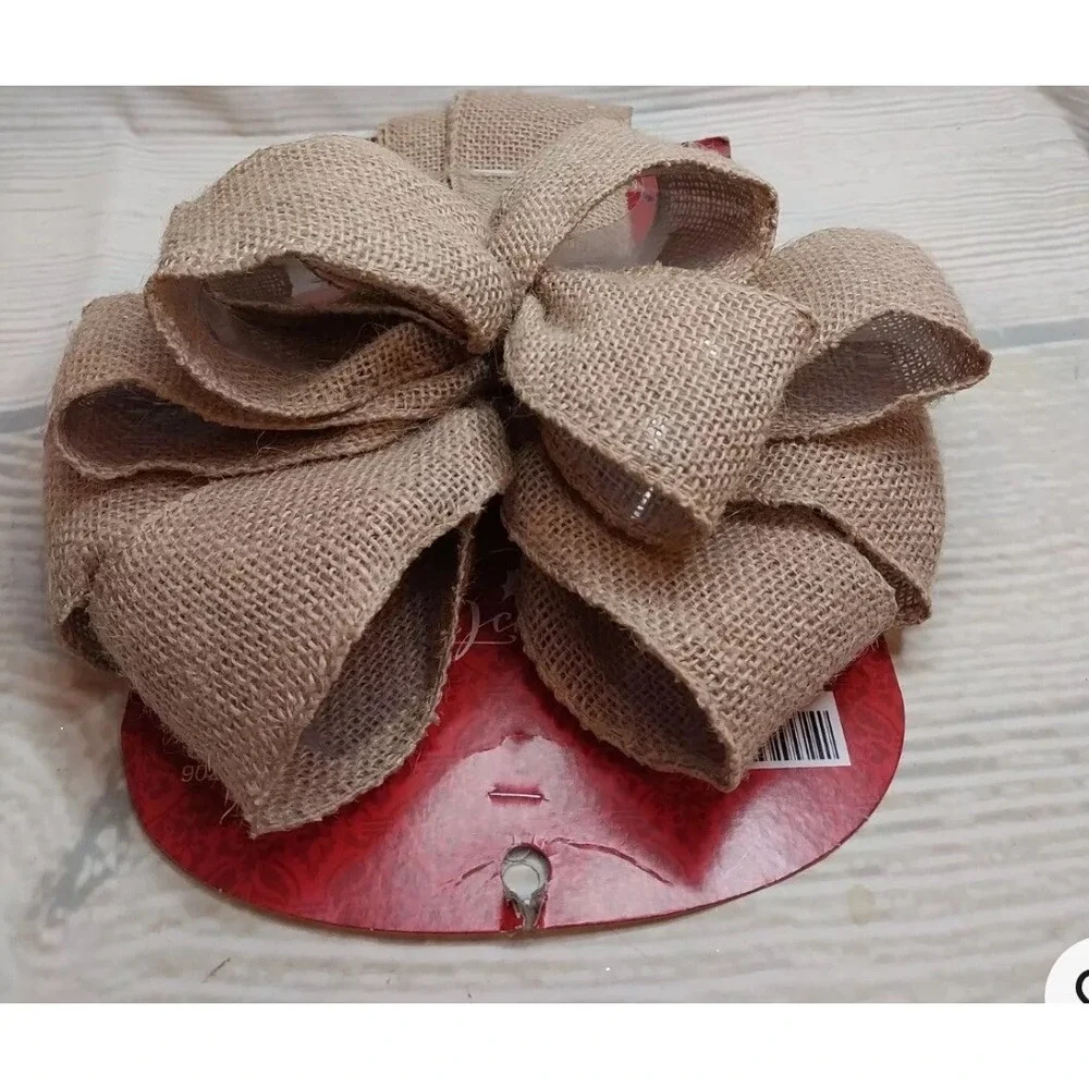 New! Christmas Large Burlap Bow Decoration 9 x 14